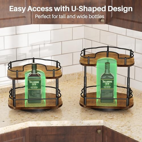 SNTD Lazy Susan Spice Rack Organizer for Cabinet, Wood, Vintage, 9 in - Image 6
