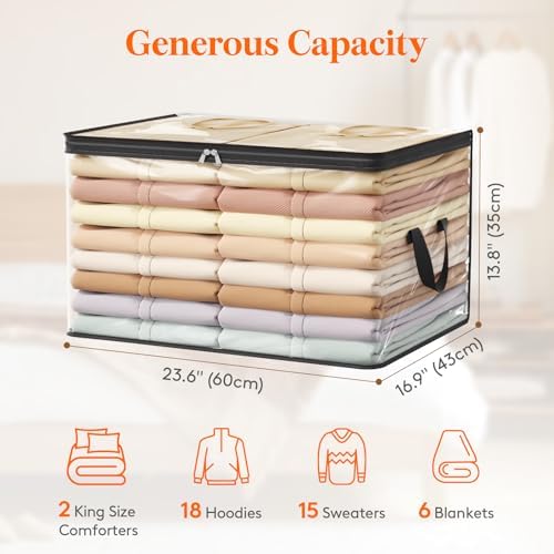 Lifewit 4 Pack Clear Clothes Storage Bags, 90L Blanket Storage with Zipper - Image 4
