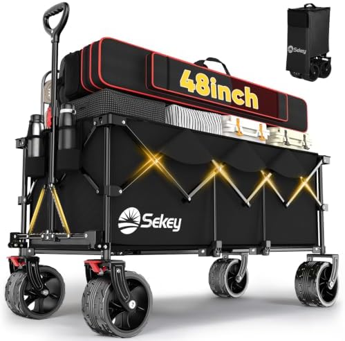 Sekey 300L Extended Collapsible Wagon, 660 lb Capacity, 48 in Long by Sekey