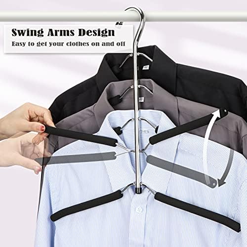 Hangers Space Saving Clothes Hanger 4 Packs | Non Slip Padded Coat Hanger 5 Layers Heavy Duty Stainless Steel Sweater Shirt Hanger Closet Storage Organizer - Image 4