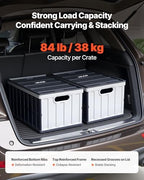 VEVOR Plastic Collapsible Storage Bins with Lids, 65L 2 Packs, Stackable Folding Storage Crates with Handles, Holds 84 lbs Per Bin, Heavy Duty Containers, Space-Saving Baskets, for Home Organizing - Image 3