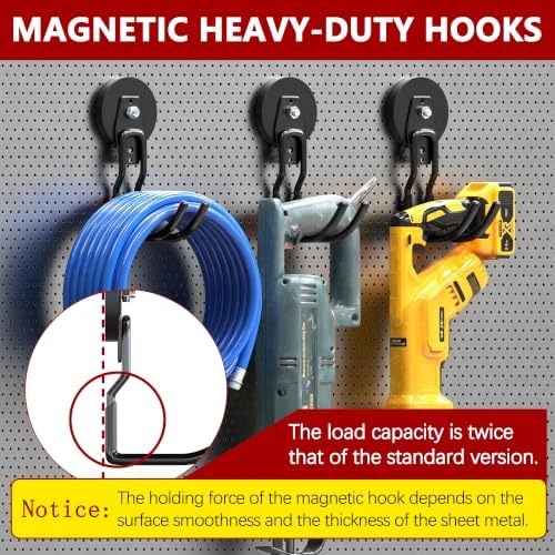3-H Heavy Duty Magnetic Hooks,No-Drill Garage Power Tool Holder, 2 Pack - Image 3