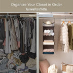 StorageWorks 3-Shelf Hanging Closet Organizer with Half Compartment | Add More Storage to Small Closets with 3 Shelves, a Side Pocket and Half Compartment, Ideal for Bedrooms, Dorms and RVs, Grey - Image 6