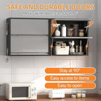 Metal Garage Wall Cabinet with Up-Flip Door, Black Float Tool Cabenit with 2 Doors,Upper Storage Cabinets with Pegboard for Kitchen,Garage,Workshop,Warehouse (25.6" H,Black&Gray) - Image 5
