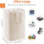 Lifewit 3 Pack Laundry Basket 80L Each, Collapsible Clothes Hamper with Reinforced Handles, Freestanding Waterproof Design for Bedroom and Laundry Room, Beige 240L Total - Image 2