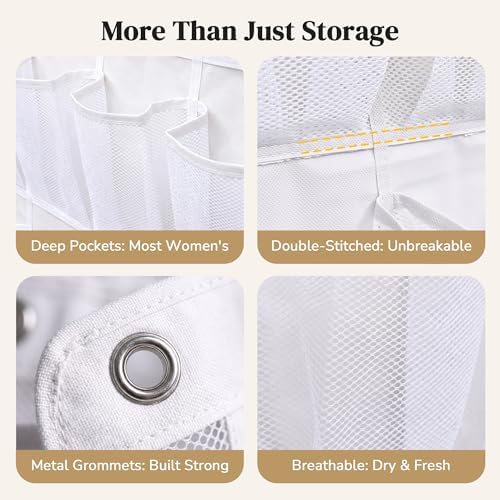 48 Pockets Over The Door Shoe Organizer, Large Mesh Hanging Shoe Rack, 6-Column Heavy Duty Shoe Storage for Sneakers and Heels, Behind Door Holder for Entryway Bedroom Dorm College, White - Image 5