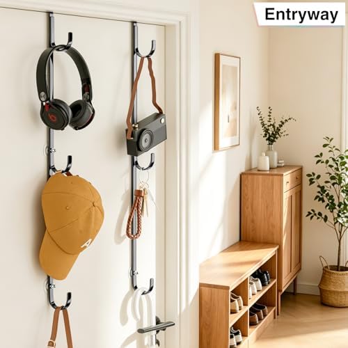 Over Door Hat Organizer,2 Pack Baseball Hat Rack,Fits Doors 1 3/4" - Image 6