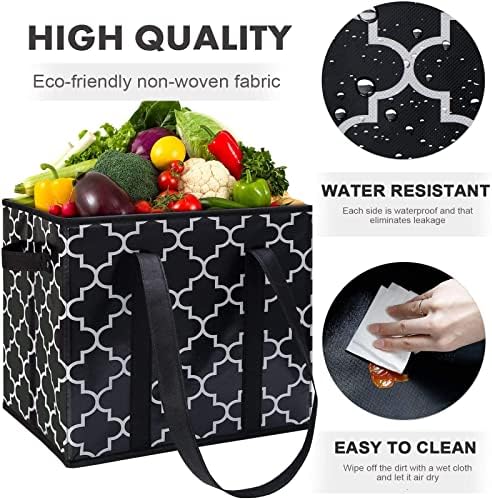 Reusable Grocery Bags 2-Pack Foldable Washable Large Storage Basket, Black - Image 4