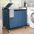 Laundry Sorter 4 Sections 48 Gal, Rolling Laundry Basket with Wheels ＆ Lid by OLLDIDE