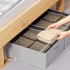 CYhom Under Bed Storage Bins Frame Storage Box Oxford Fabric Sturdy Underbed Container Foldable Stackable Large Capacity Clothes Organizer (Grey, 23.6" x 19.7" x 6.3") - Image 2