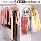 HUITEM Space Saving 6 Tier Pant Hangers, Anti-Slip, Lightweight, Stainless Steel, 2 Pack, White - Image 6
