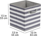 Amazon Basics Collapsible Fabric Storage Bins with Handles, Cube Organizer for Organizing, 13"x13"x13", White/Light Grey Stripe, 6-Pack - Image 5