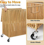 WOWLIVE Rolling Laundry Basket Wheels, Handwoven Laundry Hamper with Lid - Image 6