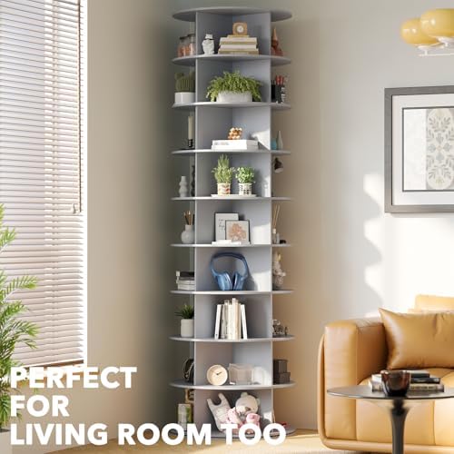 SpaceAid 9 Tier Rotating Shoe Rack Tower, Spinning Shoe Display Lazy Susan, Revolving 360 Shoe Rack Storage Round Carousel, Vertical Handbag Rotate Shoes Closet Organization (9-Tier Gray) - Image 6
