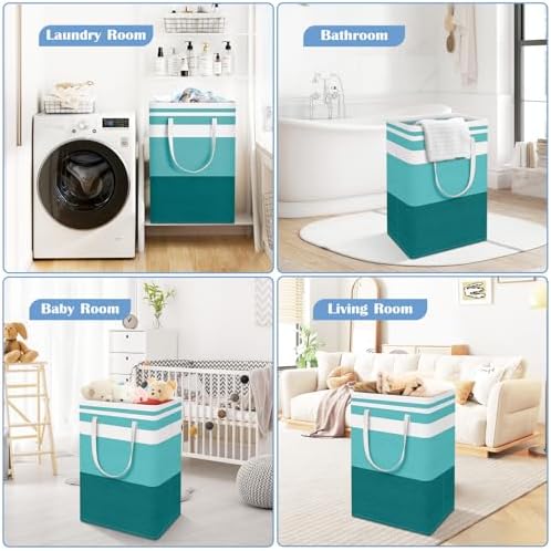 BlissTotes 3-Pack Laundry Basket, Collapsible Laundry Hamper, Green, 100L - Image 6