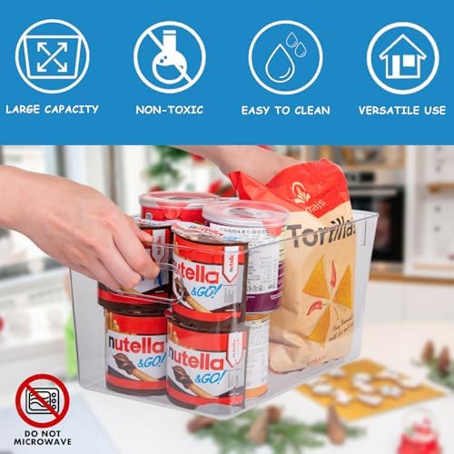 Set of 8 Pantry Organizers and Storage, Clear Plastic Bins(4L+4S) - Image 5