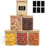 ComSaf Glass Jars with Bamboo Lids 0.8 Qt, Set of 6 Pantry Glass Jars by ComSaf