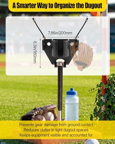 Baseball Softball Dugout Organizer Fence Mounted Rack for Bats Helmets - Image 6
