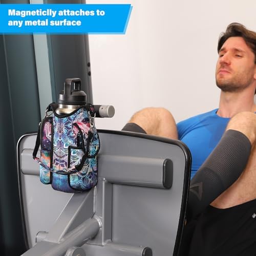 icolor Magnetic Gym Bag Water Bottle Carrier Holder with Phone Pockets & Shoulder Strap,Gym Magnetic Bag 5 Built-in Magnets Gym Accessories Organizer Sling Bottle Bag Pouch Sleeve - Image 5