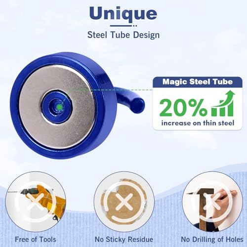 Neosmuk Magnetic Hooks Steel Tube Design for Cruise,40lb+ Navyblue,10 Pack - Image 3