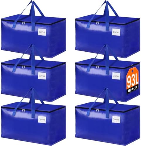 StorageRight Moving Bags, Moving Boxes, 93L 6-Pack Sotrage Bags Totes, Blue by StorageRight