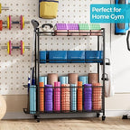 Sports Equipment Storage Rack with Wheels, 3-Tier Ball Organizer - Image 4