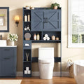 Vabches Over The Toilet Storage Cabinet with 2 Barn Doors, Blue by Vabches