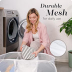 Handy Laundry Collapsible Laundry Basket, 3-Compartment Mesh Laundry Sorter, Foldable Pop Up Hamper with Handles, Space-Saving Durable Organizer for Dorm, Bedroom, Travel, White - Image 6