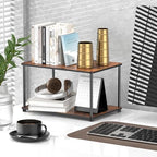 Countertop Spice Rack, Stackable Wood & Metal Pantry Cabinet Shelf Organizer Storage, 2-Tier Multi-Use for Kitchen Bathroom Desktop Home Office, Rustic Brown - Image 7