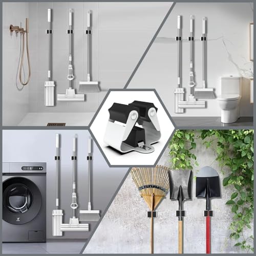 3-H Broom Holder Wall Mount 30 Pack, Stainless Steel Mop Hanger with Screws - Image 4