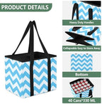 Trunk Organizer Collapsible Car Organizer with Handle Car Storage Box Bin for Groceries SUV Utility Tote Bag Portable Vehicle Container Sky Blue Zigzags - Image 3