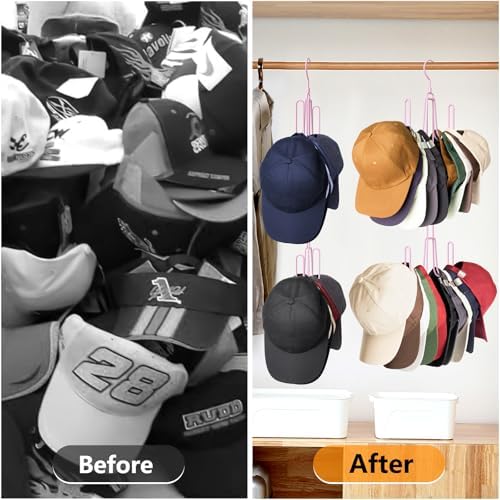 NANATI Hat Hangers for Closet, Stainless Steel Hat Organizer, Hat Racks for Baseball Caps, Cap Organizer for Baseball Caps, 1 Pack, Pink - Image 5