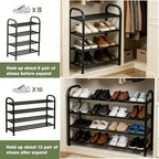 4-Tier Expandable Shoe Rack, Stackable and Adjustable Shoes Organizer Storage Shelf, Sturdy and Durable Metal Structure Free Standing Shoe Rack for Closet Entryway Doorway - Image 5