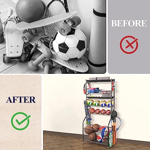 Mythinglogic Rolling Sports Equipment Organizer for Garage Gear and Toys - Image 6