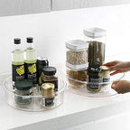 Slideep Plastic Round Lazy Susan Rotating Turntable Food Storage Container for Cabinet, Pantry, Refrigerator, Countertop, Spinning Organizer for Spices, Condiments, Baking Supplies 12'' - 2 Packs - Image 5
