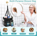 Shower Caddy Portable, Mesh Shower Caddy Hanging with Waterproof Phone Pouch Black, Large Capacity Shower Bag for College Dorm Room Essentials, Quick Dry Shower Basket for Gym, Camping, Swimming - Image 4