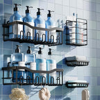 EUDELE 5-Pack Rustproof Stainless Steel Shower Caddy Set– No Drill Adhesive Bathroom Organizer, Space-Saving Shower Shelves for Apartment Essentials, Bathroom/Kitchen Storage Home Decor-L Size by EUDELE