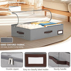 OIAHOMY 2 Pack Under Bed Storage with Handles, Underbed Container for Bedroom & Closet, Fits Beds Higher than 6", Under the Bed Storage for Seasonal Clothes, Blankets & Shoes - Grey - Image 4