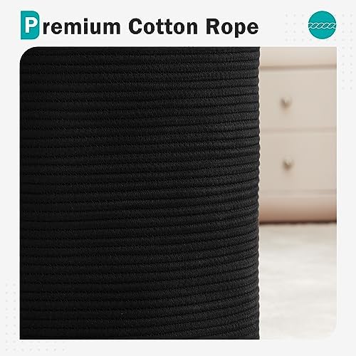 YOUDENOVA Cotton Laundry Hamper, 58L Tall Storage Basket-Black - Image 4