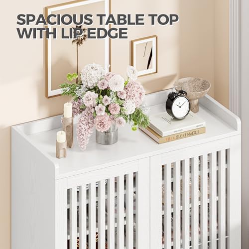 IRONCK Shoe Cabinet with Slatted Doors, 6-Tier Shoe Storage Cabinet, White - Image 6