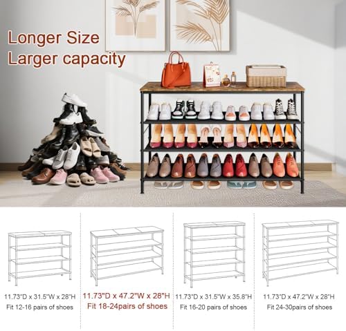 INGIORDAR 4 Tier Long Shoe Rack Storage Organizer Shelf for Closet Entryway - Image 4