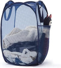 TECHMILLY Upgraded 105L Collapsible Mesh Pop Up Laundry Hamper with Sturdy Handles and Side Pocket - Portable Foldable Clothes Baskets for Dorm, Bathroom & Travel Storage (Blue Plus) by TECHMILLY