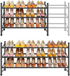 Tajsoon Expandable Shoe Rack for Closet 3 Tier, 28“-41“Stackable, Black by Tajsoon