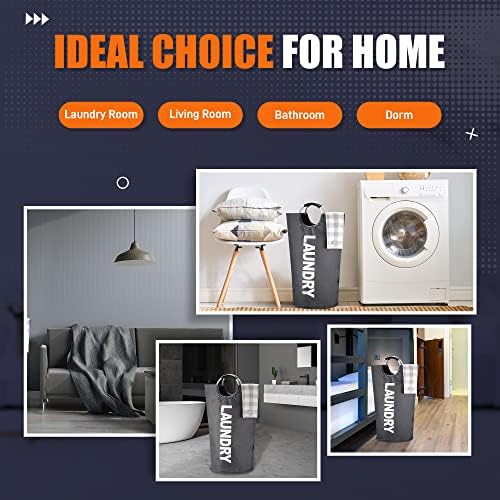 Caroeas 125L Laundry Basket,Large Laundry Hamper, Laundry Bag with Padded Handles, Clothes Hamper Stands Up Well, Collapsible Free Standing Easy Storage Washing Bin (Dark Grey,125L) - Image 5