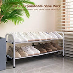 Gonfoam Expandable 2-Tier Shoe Rack for Closet and Entryway, White - Image 2