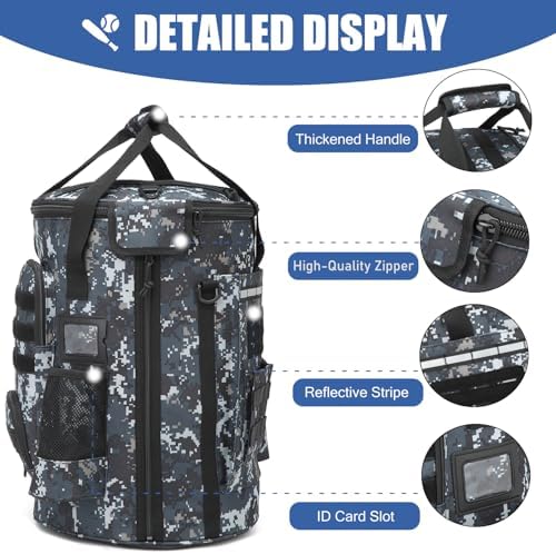 Baseball Bucket Bag 6 Gallon Multi Pockets Softball Coaching Equipment Bag - Image 4