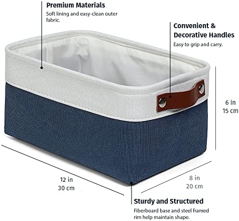 OrganiHaus 12x8in Canvas Storage Baskets, 3 Pack - Fabric Bins for Shelves - Image 2