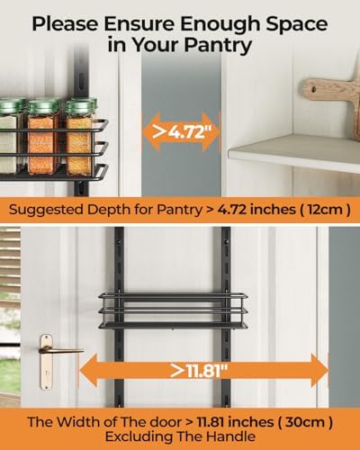 6-Tier Narrow Pantry Door Organizer,Over the Door Pantry Organizer,Black - Image 2