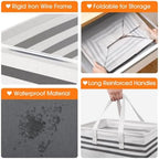 3 Pack Large Laundry Baskets, Laundry Hampers, Freestanding Waterproof Collapsible Clothes Bag with Extended & Reinforced Handles - Clothes Basket for Dorm, Bathroom, Home (125L) - Image 3
