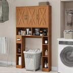 Vabches Over The Toilet Storage Cabinet with 3 Barn Doors.Light Walnut - Image 4
